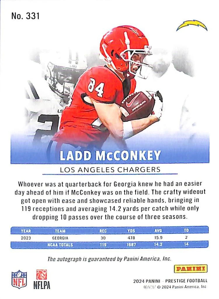 2024 Prestige Ladd McConkey Auto Autograph Rookie RC Chargers
