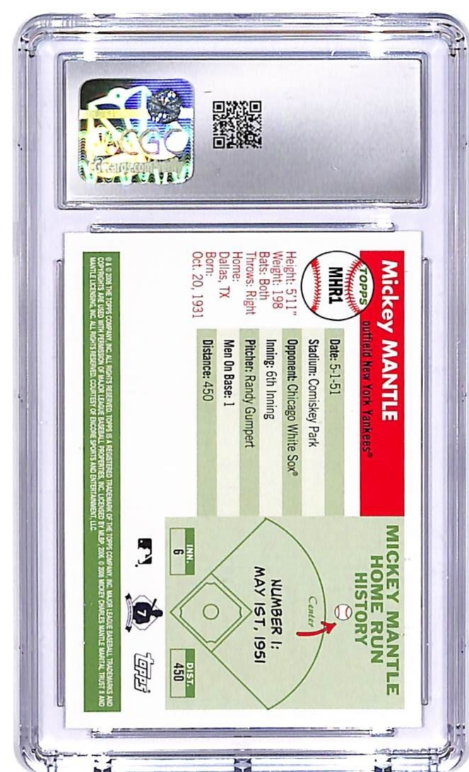 2006 Topps Mickey Mantle Home Run History MHR1 CGC 9.5 Yankees