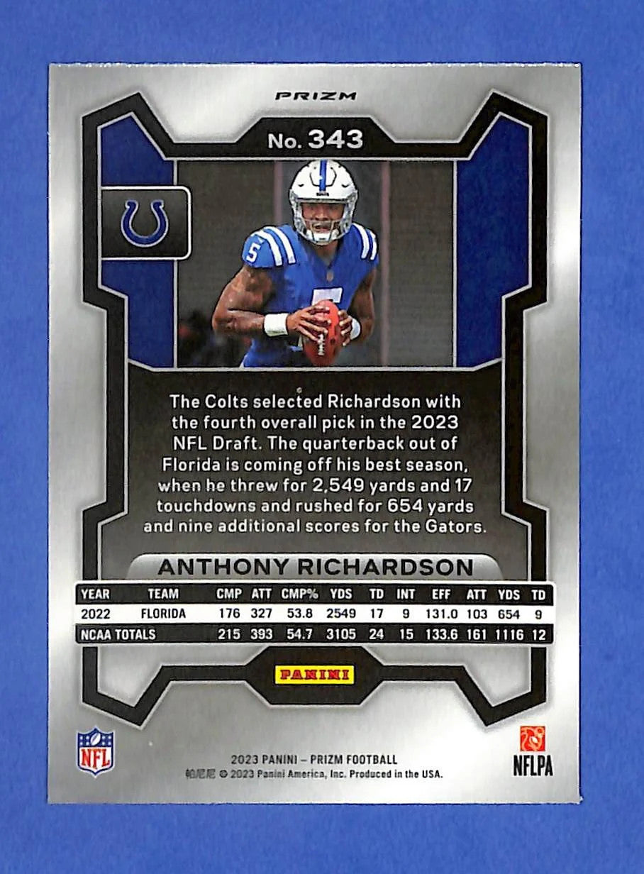2023 Panini Prizm Football - ANTHONY RICHARDSON Orange Lazer & Disco Prizm COLTS