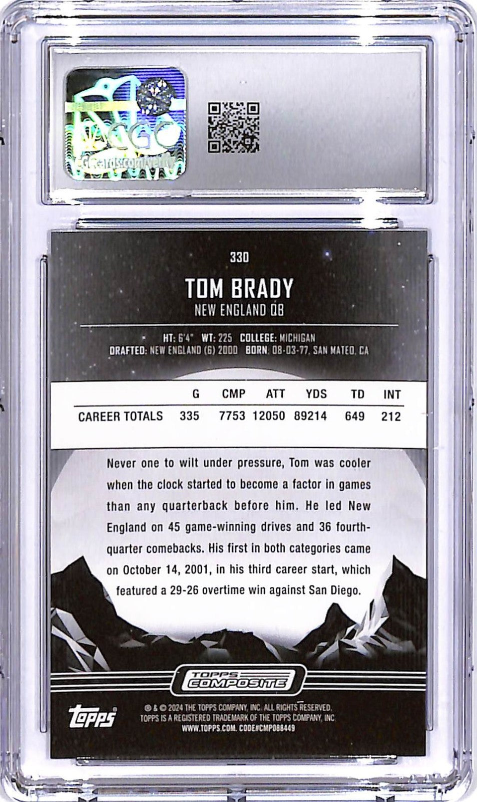 2023 Topps Composite Tom Brady Midnight #330 CGC 9 Patriots