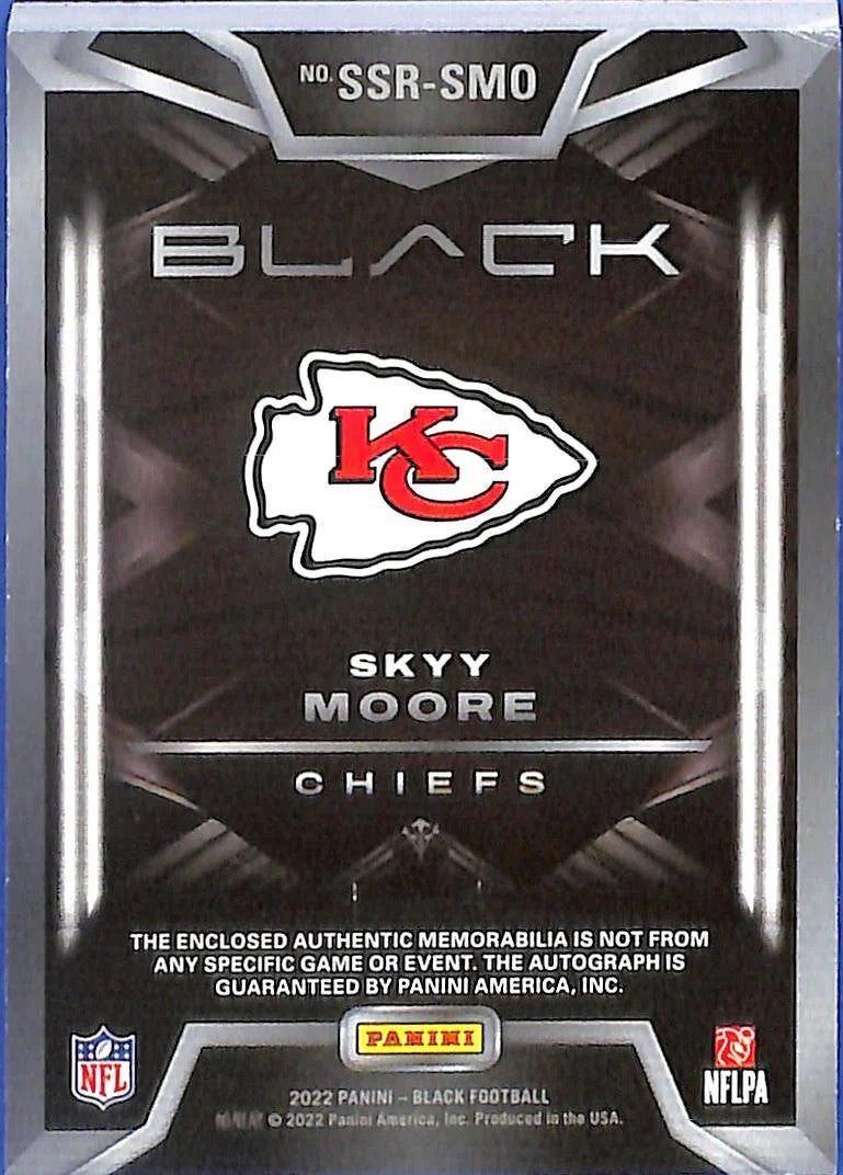 2022 Panini Black Skyy Moore Auto Autograph Rookie RC Patch Red /15 Chiefs
