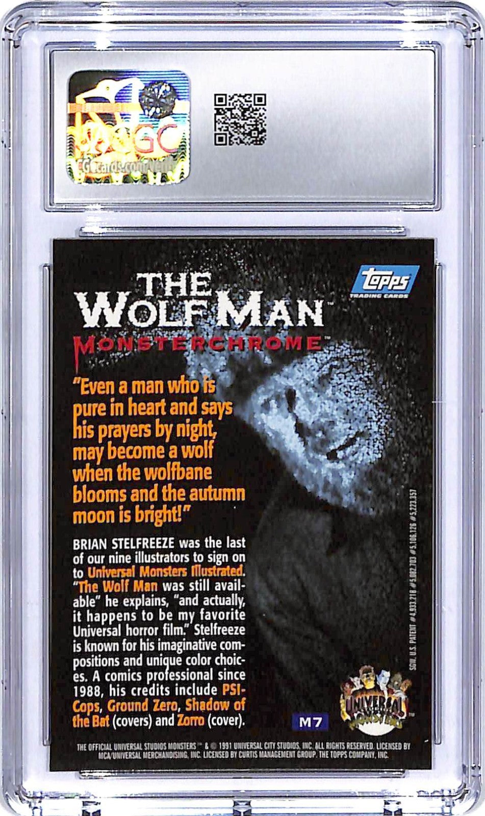 1994 Topps Universal Monsters The Wolf Man Monsterchrome #M7 CGC 9.5