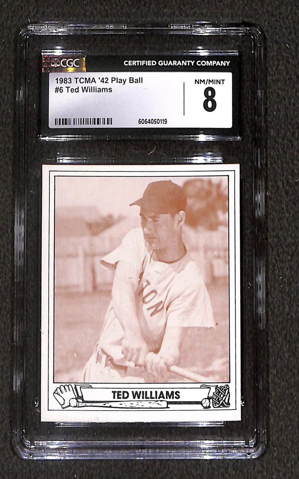 1983 TCMA 1942 Play Ball Ted Williams (HOF) #6 CGC 8 Near Mint Boston Red Sox