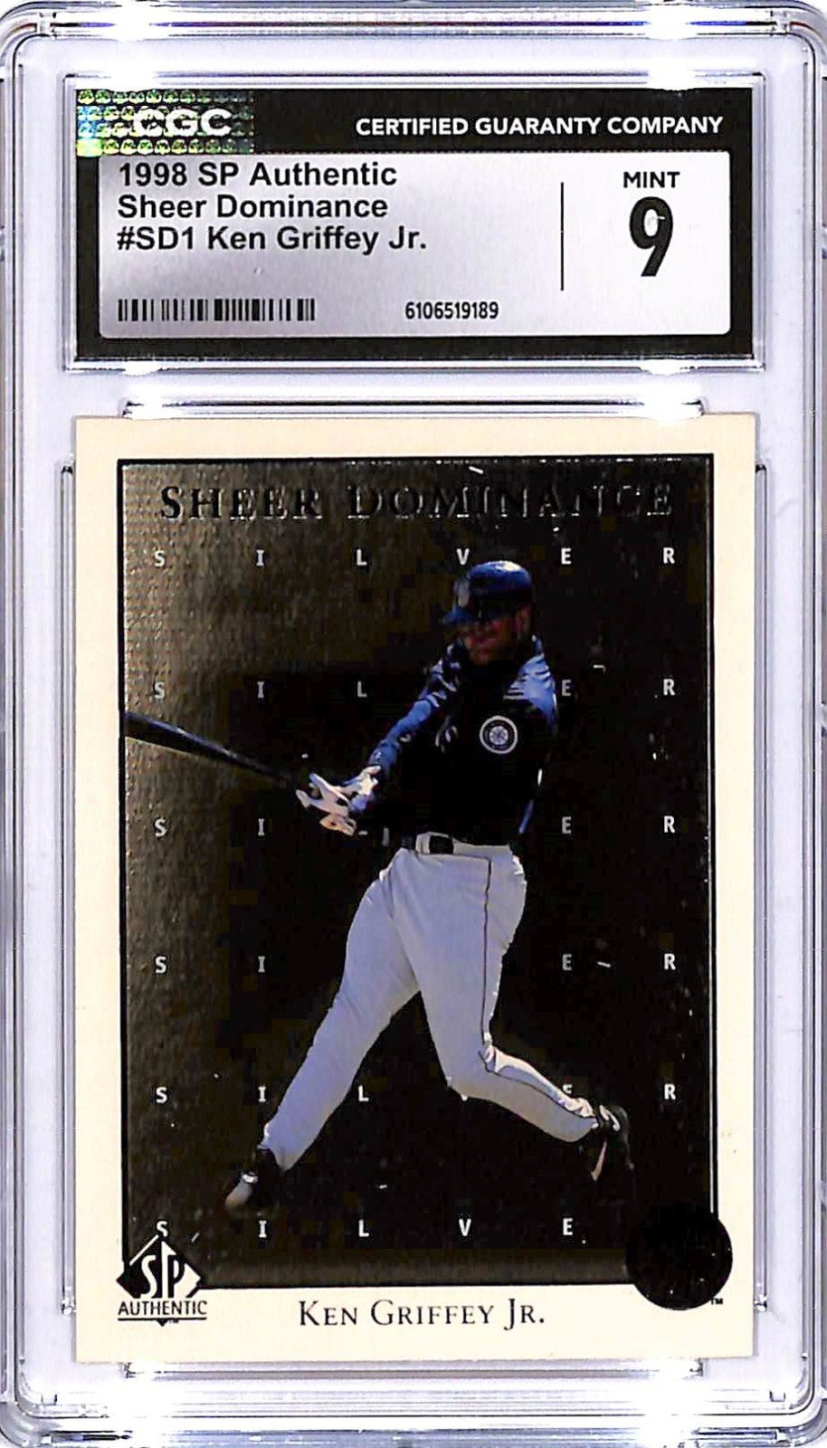 1998 SP Authentic Ken Griffey Jr Sheer Dominance SD1 CGC 9 Mariners