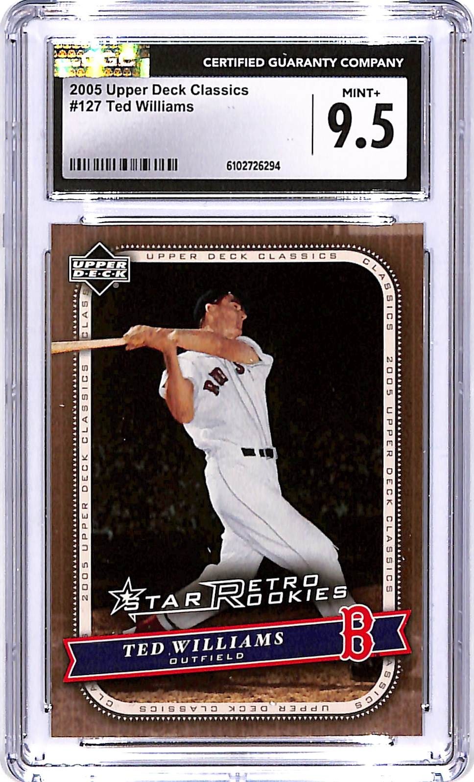 2005 Upper Deck Classics Ted Williams #127 CGC 9.5 Red Sox
