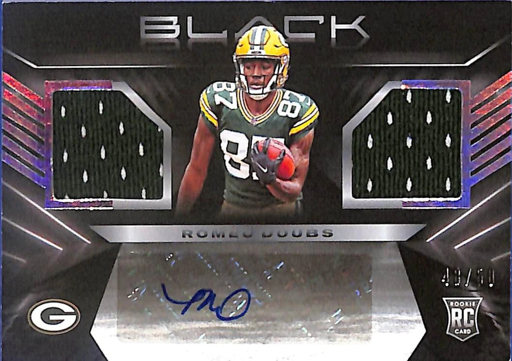 2022 Panini Black - Romeo Doubs AUTO/DUAL PATCH RC /50 GREEN BAY PACKERS