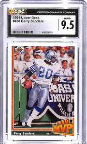 1991 Upper Deck Barry Sanders Team MVP #458 CGC 9.5 Lions