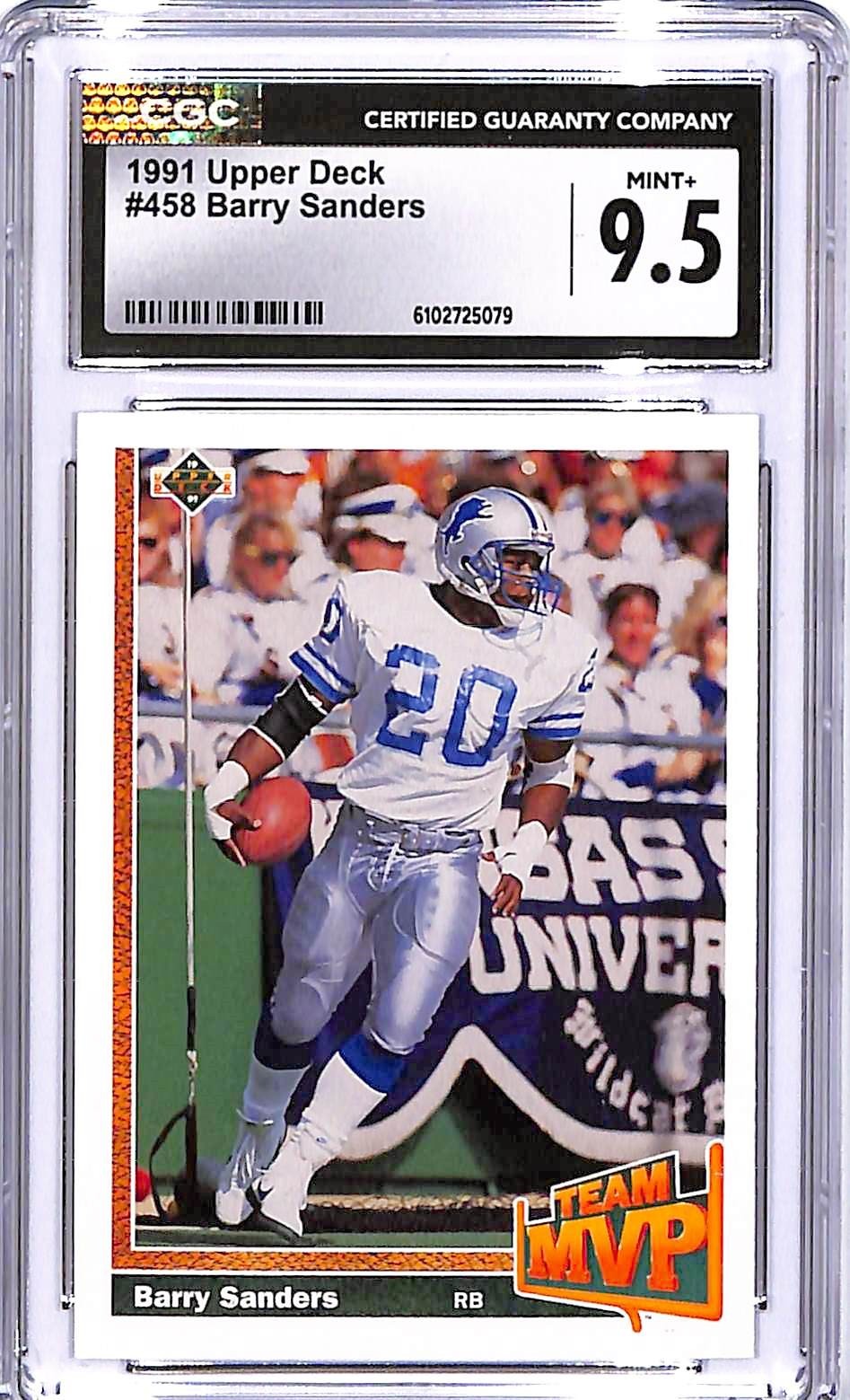 1991 Upper Deck Barry Sanders Team MVP #458 CGC 9.5 Lions