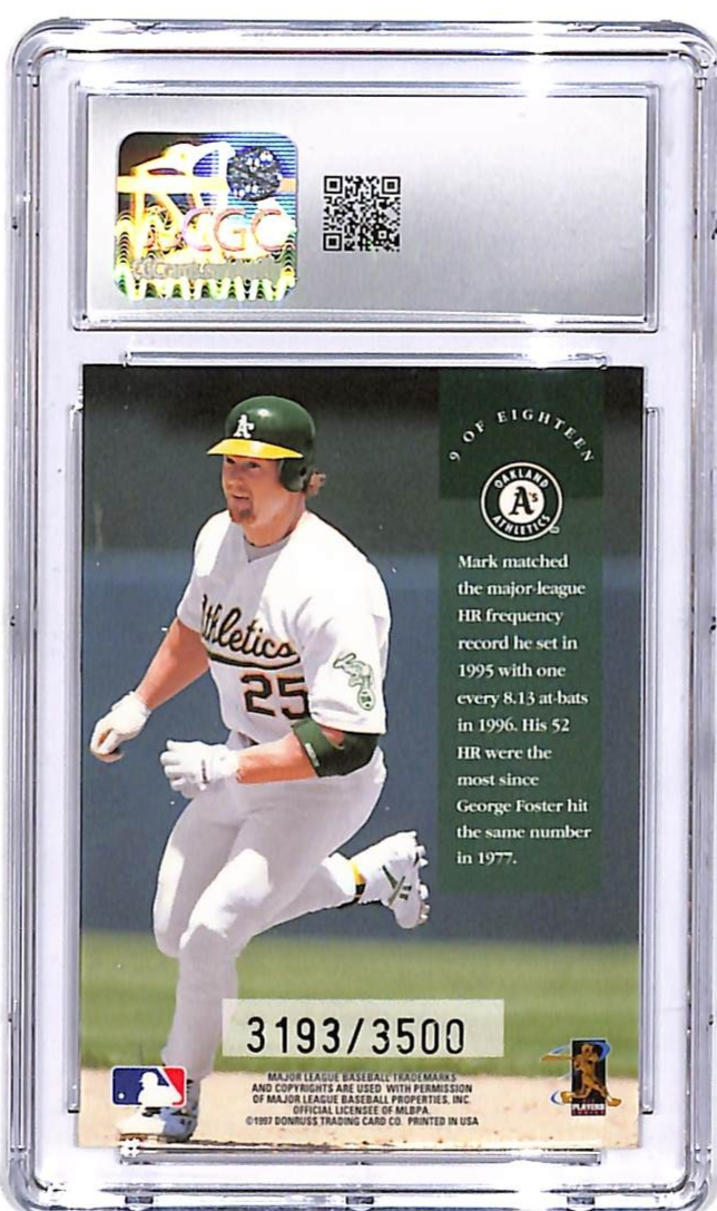 1997 Leaf Mark McGwire Dress For Success /3500 #9 CGC 9 Athletics