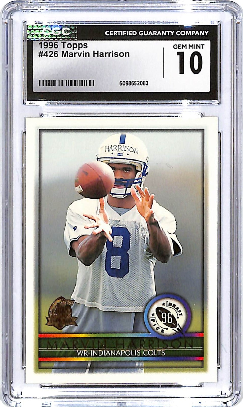 1996 Topps Marvin Harrison Rookie RC #426 CGC 10 Colts