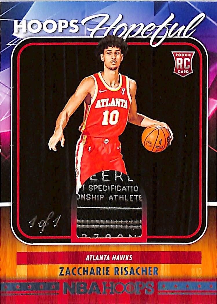 2024-25 Hoops Zaccharie Risacher Rookie RC Laundry Tag Patch 1/1 Hoops Hopeful