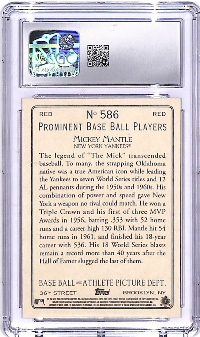 2006 Topps Turkey Red Mickey Mantle Red #586 CGC 10 Yankees
