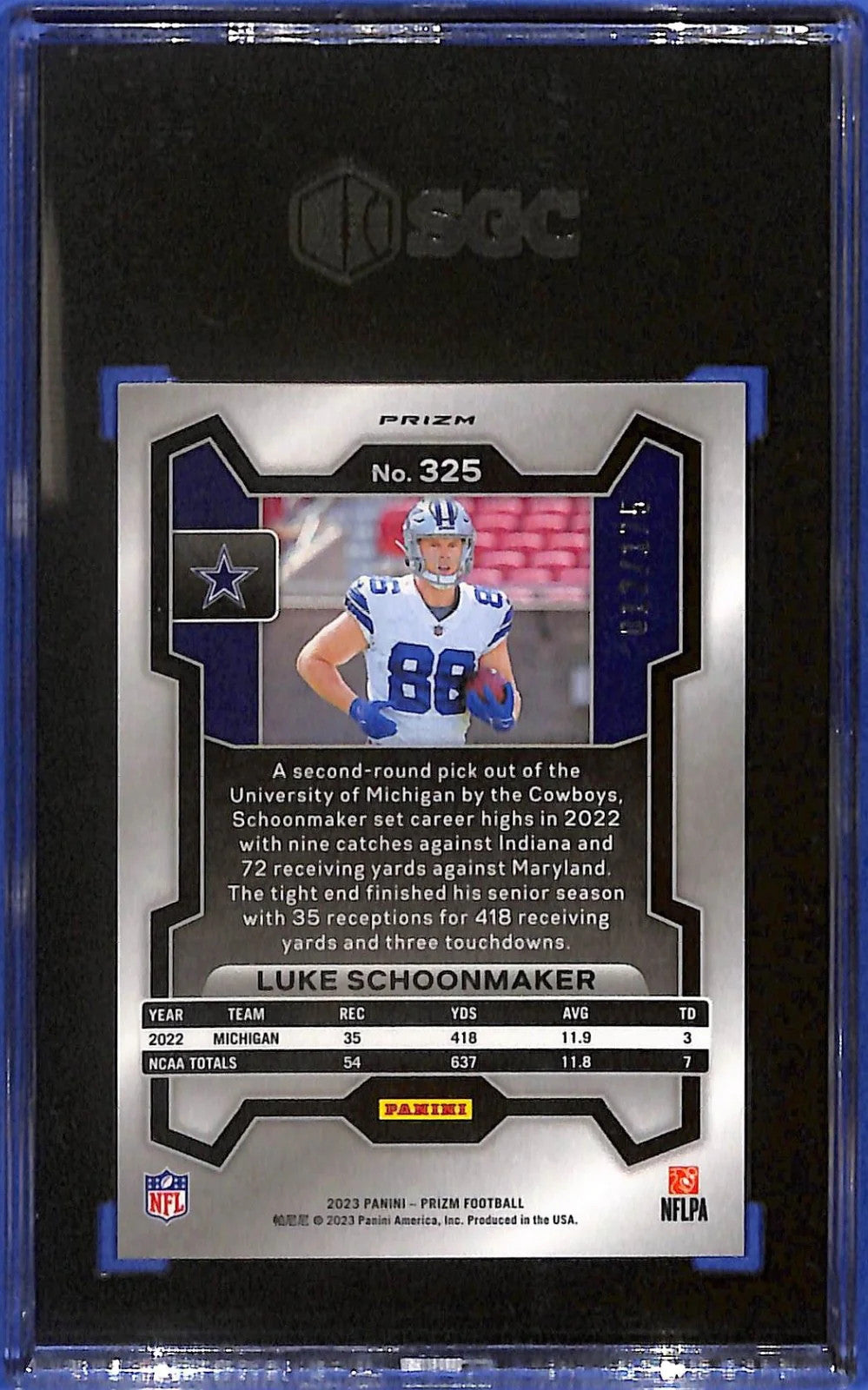 2023 Luke Schoomaker Panini Prizm #325 Hyper Prizm (RC) #12/175 SGC 9.5