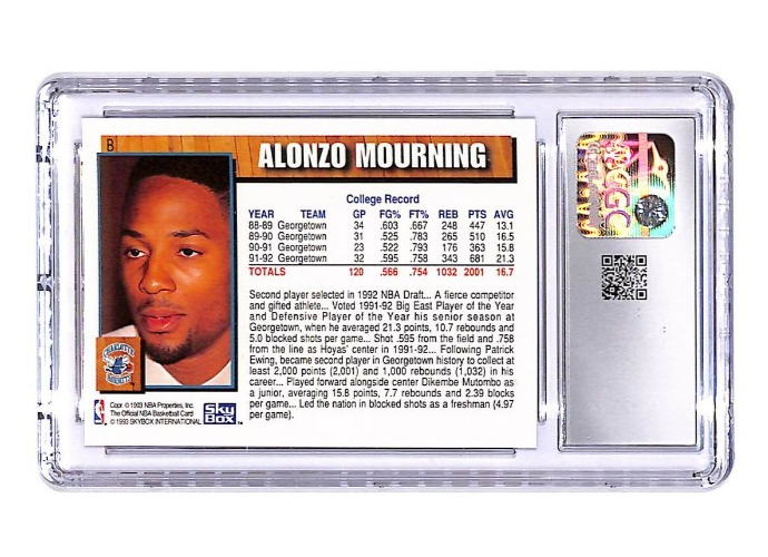1992-93 Hoops Draft Redemption #B Alonzo Mourning HOF CGC Mint 9