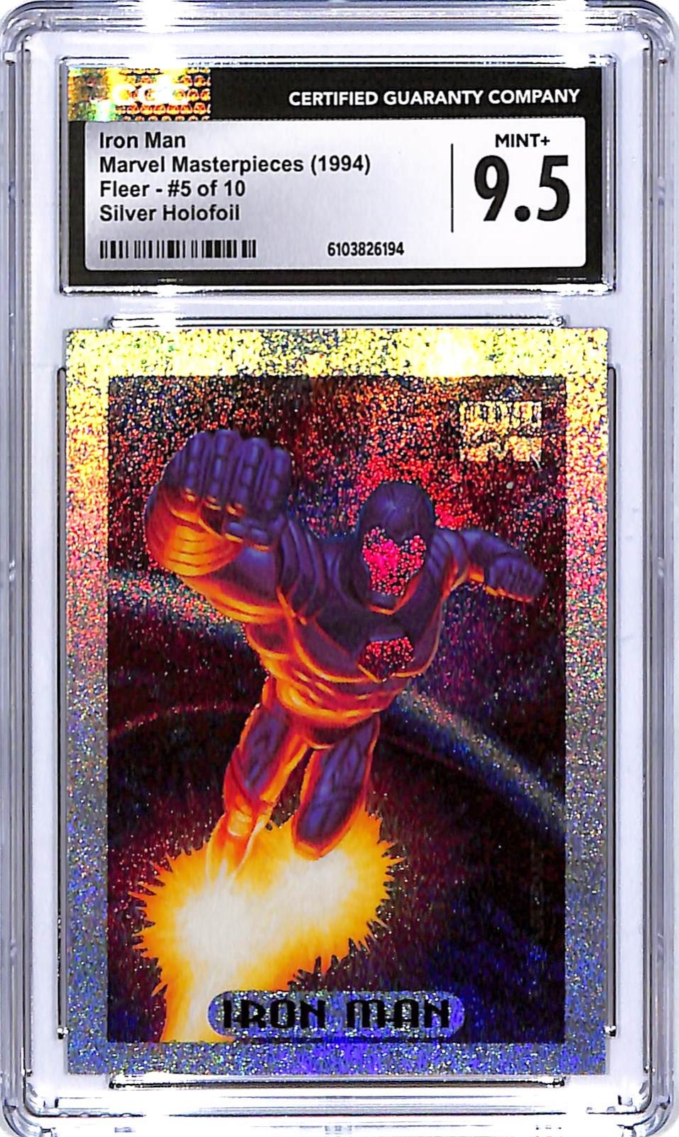 1994 Fleer Marvel Masterpieces Iron Man Silver Holofoil #5 CGC 9.5
