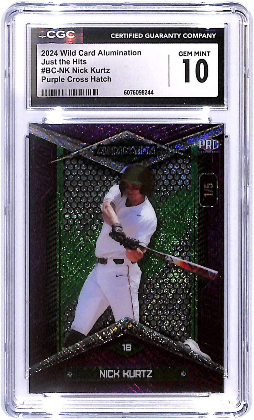 2024 Nick Kurtz Wild Card Just The Hits BC-NK Purple Cross Hatch  #1/5 CGC 10