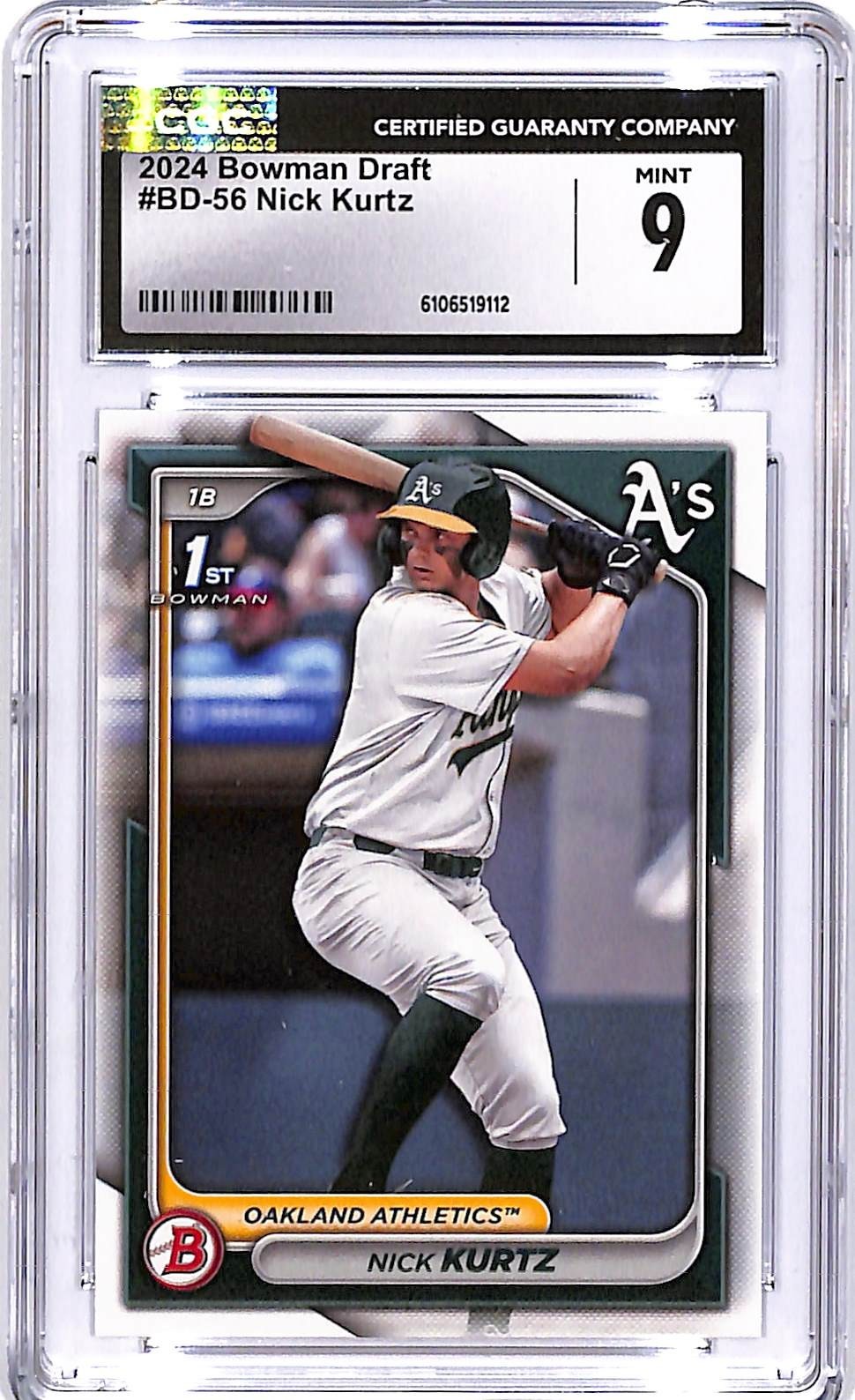 2024 Bowman Draft Nick Kurtz Rookie RC CGC 9 Athletics