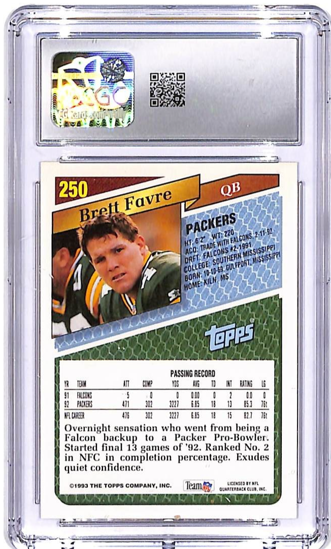 1993 Topps Gold Brett favre #250 CGC 9.5 Packers