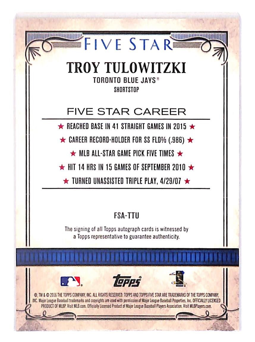 2016 Troy Tulowitzki Topps Five Star Gold Autograph - FSA-TTU #30/50