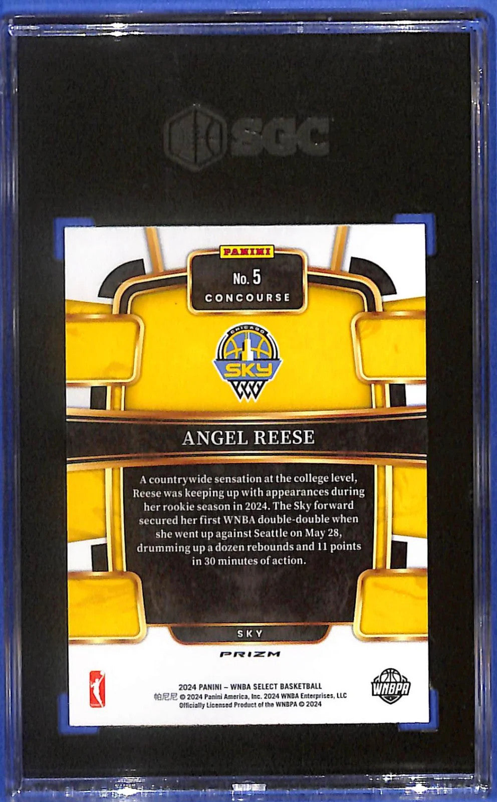 2024 Angel Reese Panini Select WNBA Flash Prizm Rookie #5 SGC 10