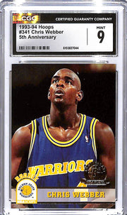 1993-94 Hoops Chris Webber 5th Anniversary Rookie RC CGC 9 #341 Warriors