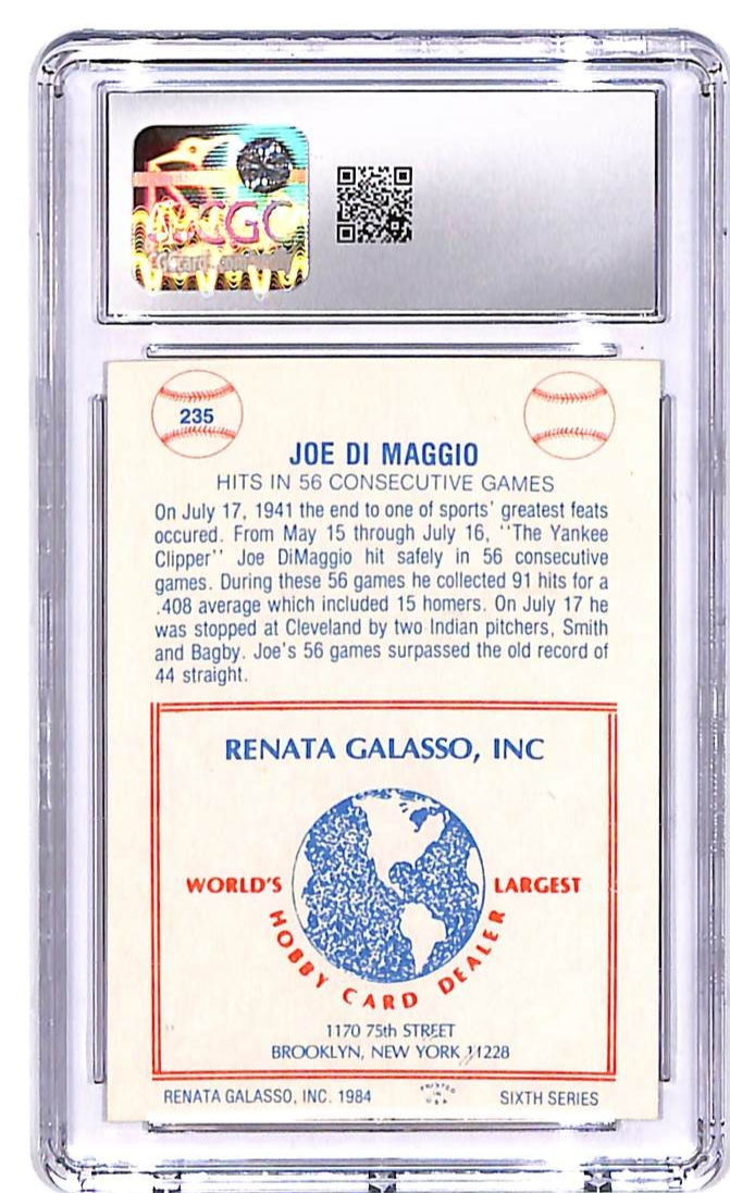1984 TCMA Renata Galasso Joe DIMaggio #235 CGC 9.5 Yankees