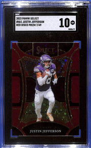2023 Panini Select Justin Jefferson #461 Red Disco Prizm 7/49 SGC Gem Mint #10