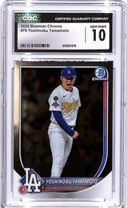 2025 Bowman Chrome Yosinobu Yamamoto Rookie RC #76 CGC 10 Dodgers