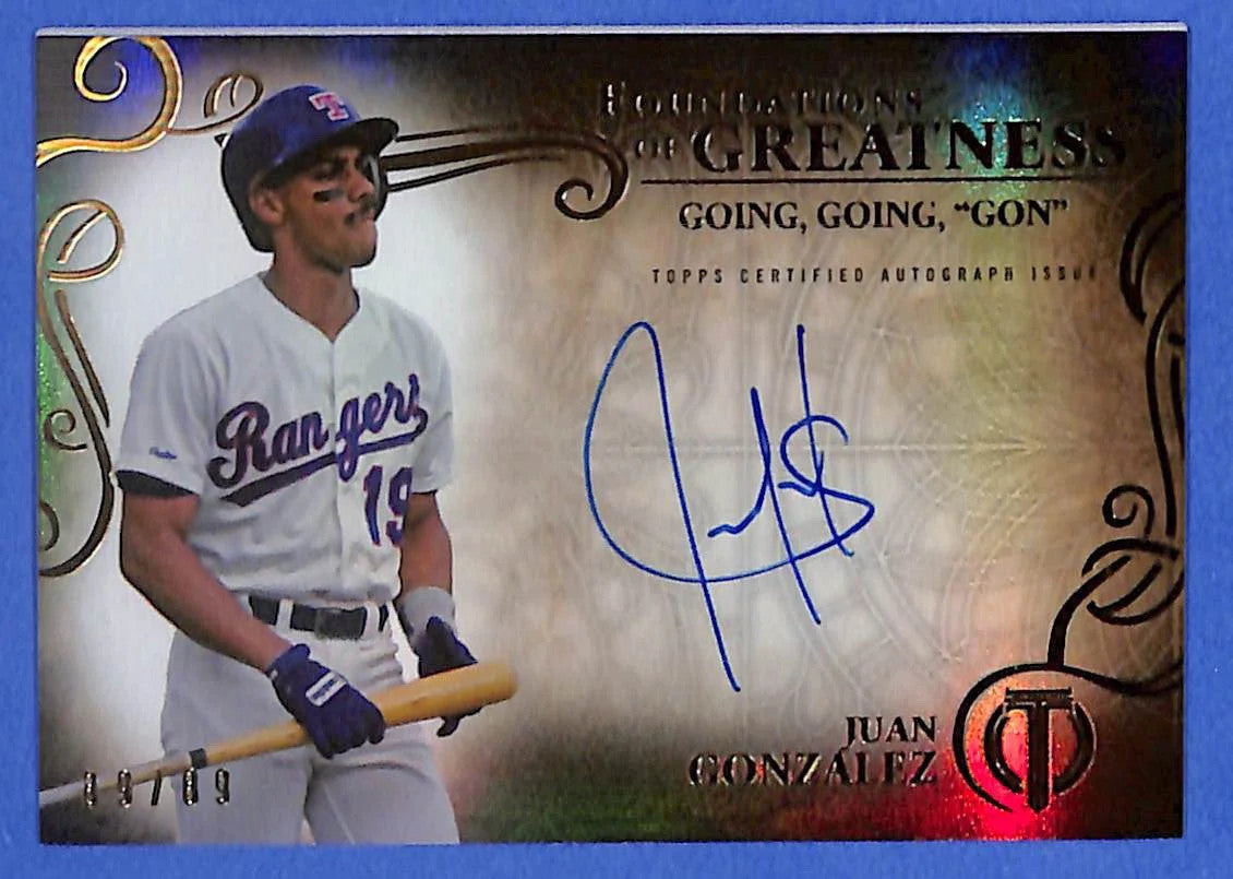 2015 Juan González Topps Tribute Foundations of Greatness Auto THEN-JG #89/89
