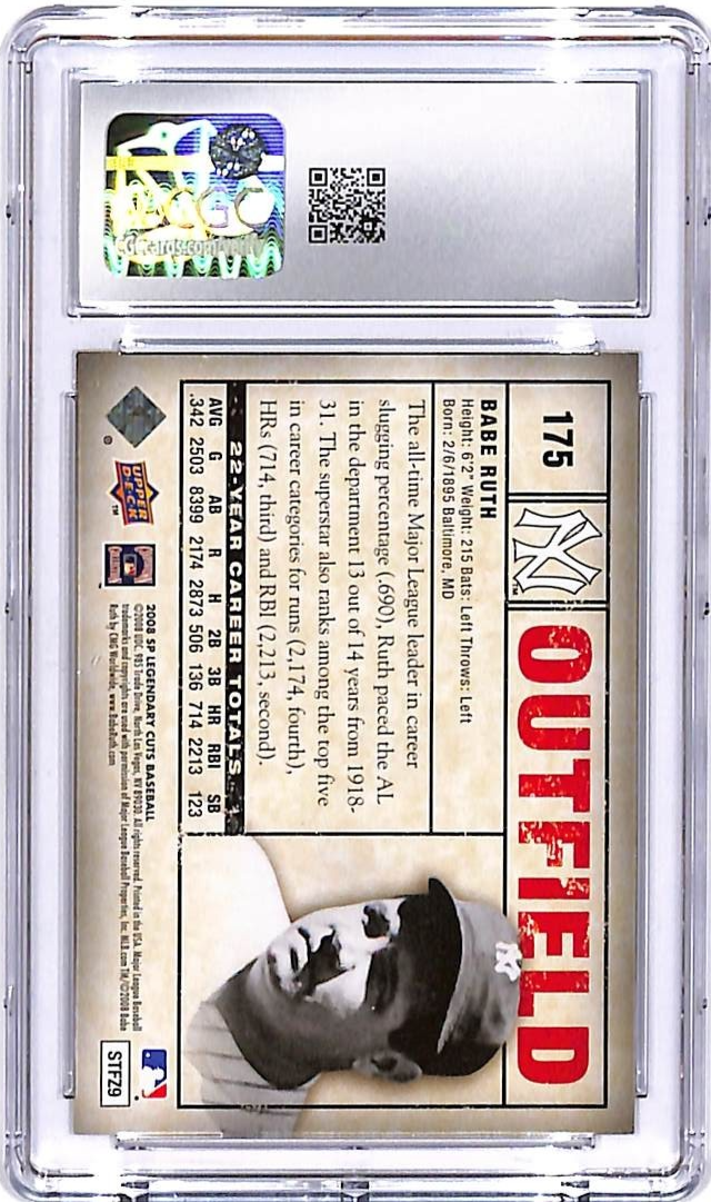 2008 SP Legendary Cuts Babe Ruth /550 #175 CGC 9 Yankees
