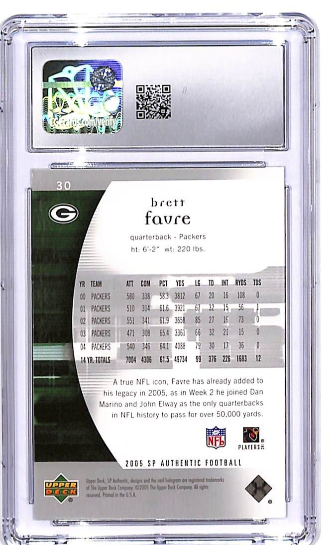 2005 SP Authentic Brett Favre #30 CGC 10 Packers