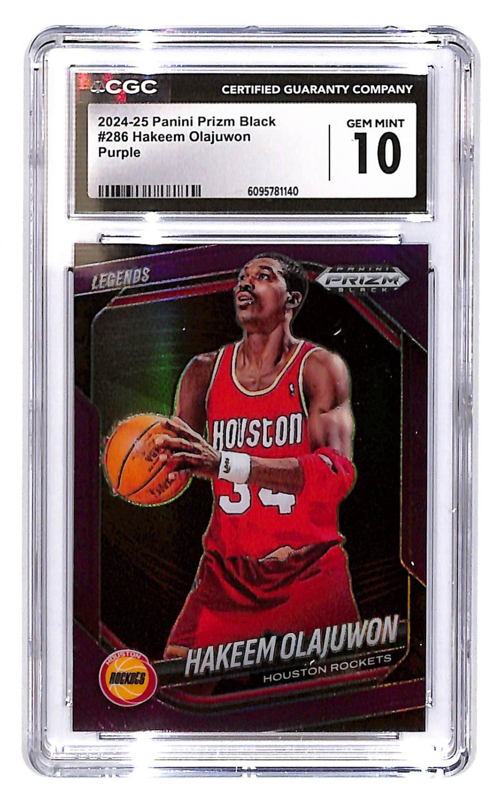 2024-25 Hakeem Olajuwon Panini Prizm Black Purple #286 CGC Mint 10