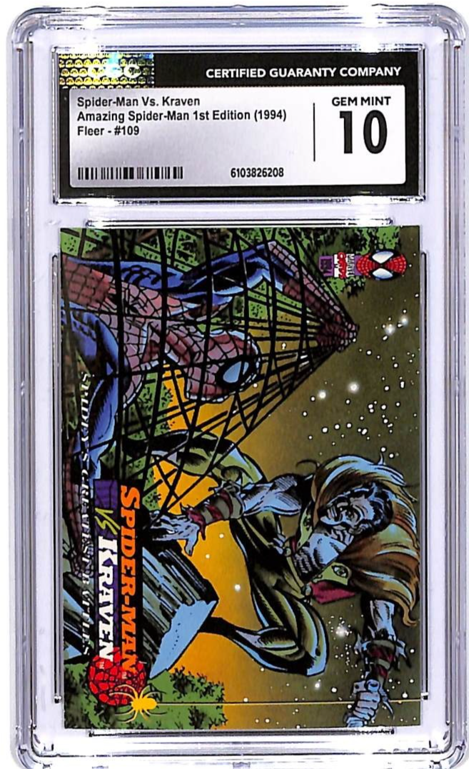 1994 Fleer Amazing Spider-Man 1st Edition Spider-Man vs Kraven #109 CGC 10