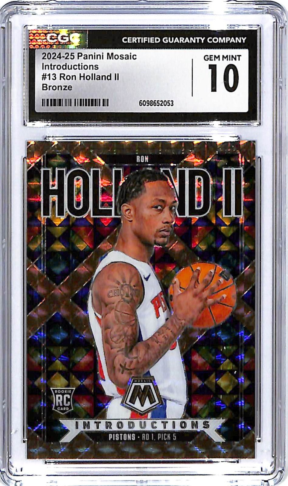 2024-25 Mosaic Ron Holland Introductions Bronze Rookie RC /75 CGC 10 Pistons #13