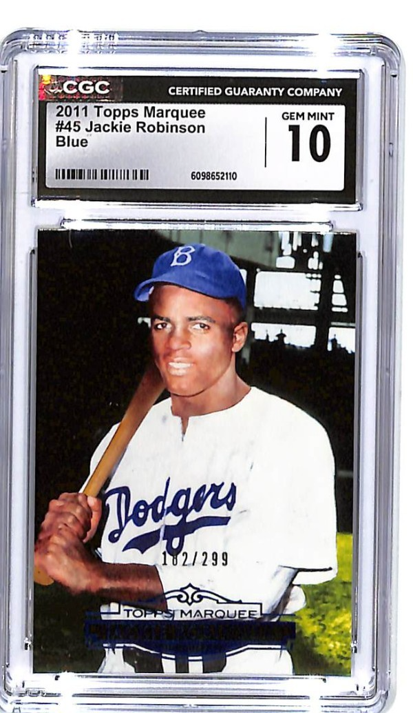 2011 Topps Marquee Jackie Robinson BLue /299 #45 CGC 10 Dodgers
