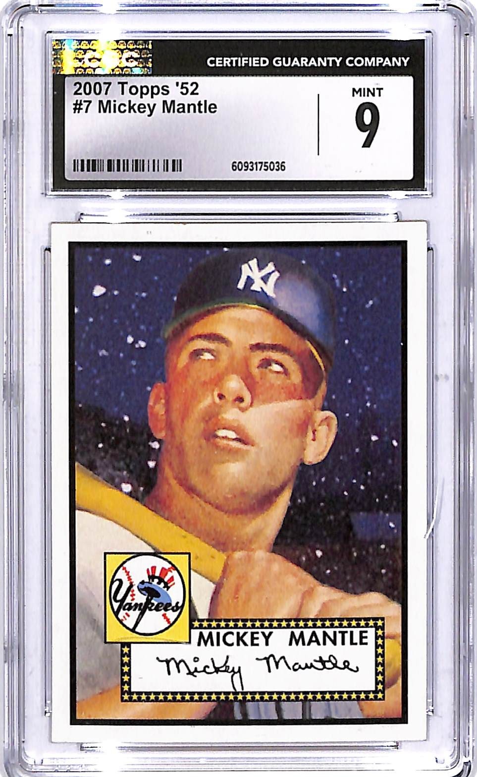 2007 Topps 52 Mickey Mantle #7 CGC 9 Yankees