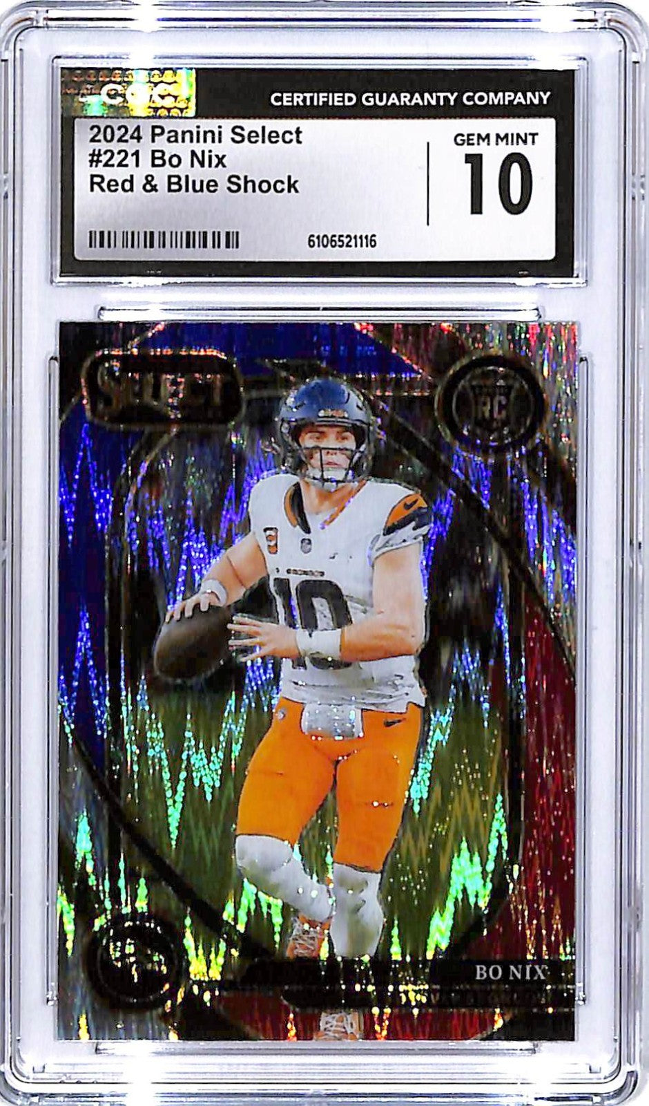 2024 Select Bo Nix Red Blue Shock Rookie RC #221 CGC 10 Broncos