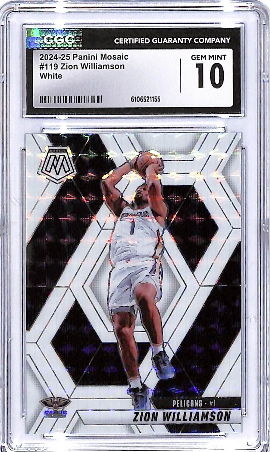 2024-25 Mosaic Zion Williamson White /25 #119 CGC 10 Pelicans
