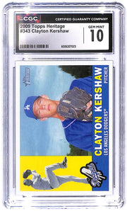 2009 Clayton Kershaw Topps Heritage #343 CGC Mint 10