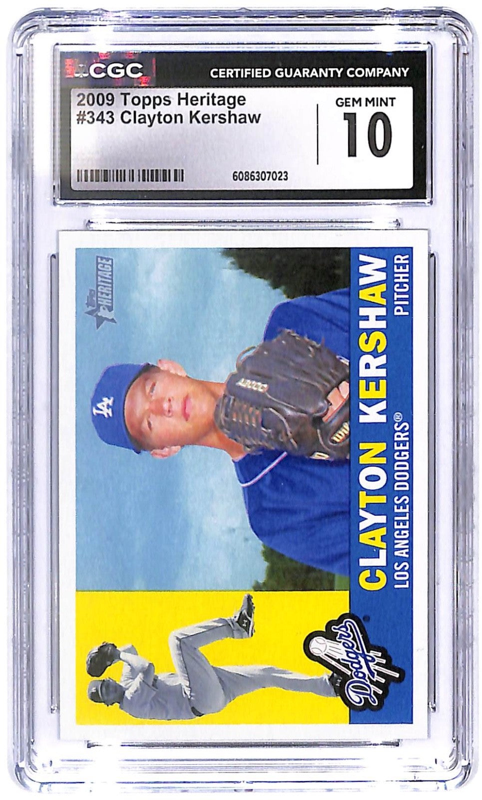 2009 Clayton Kershaw Topps Heritage #343 CGC Mint 10