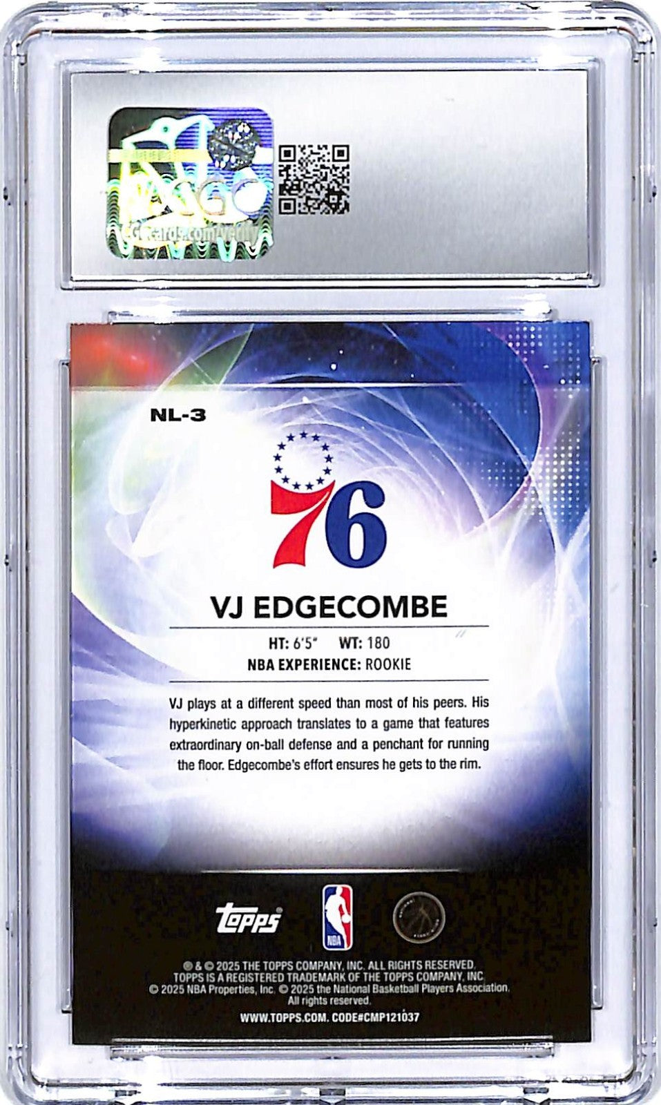 2025-26 Topps VJ Edgecombe No Limit Rookie RC CGC 9.5 76ers