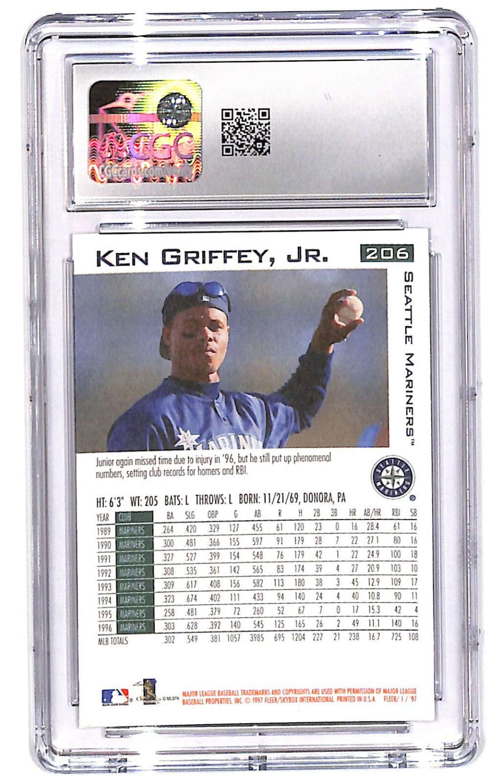 1997 Ken Griffey Jr Fleer - #206 CGC Gem Mint 10