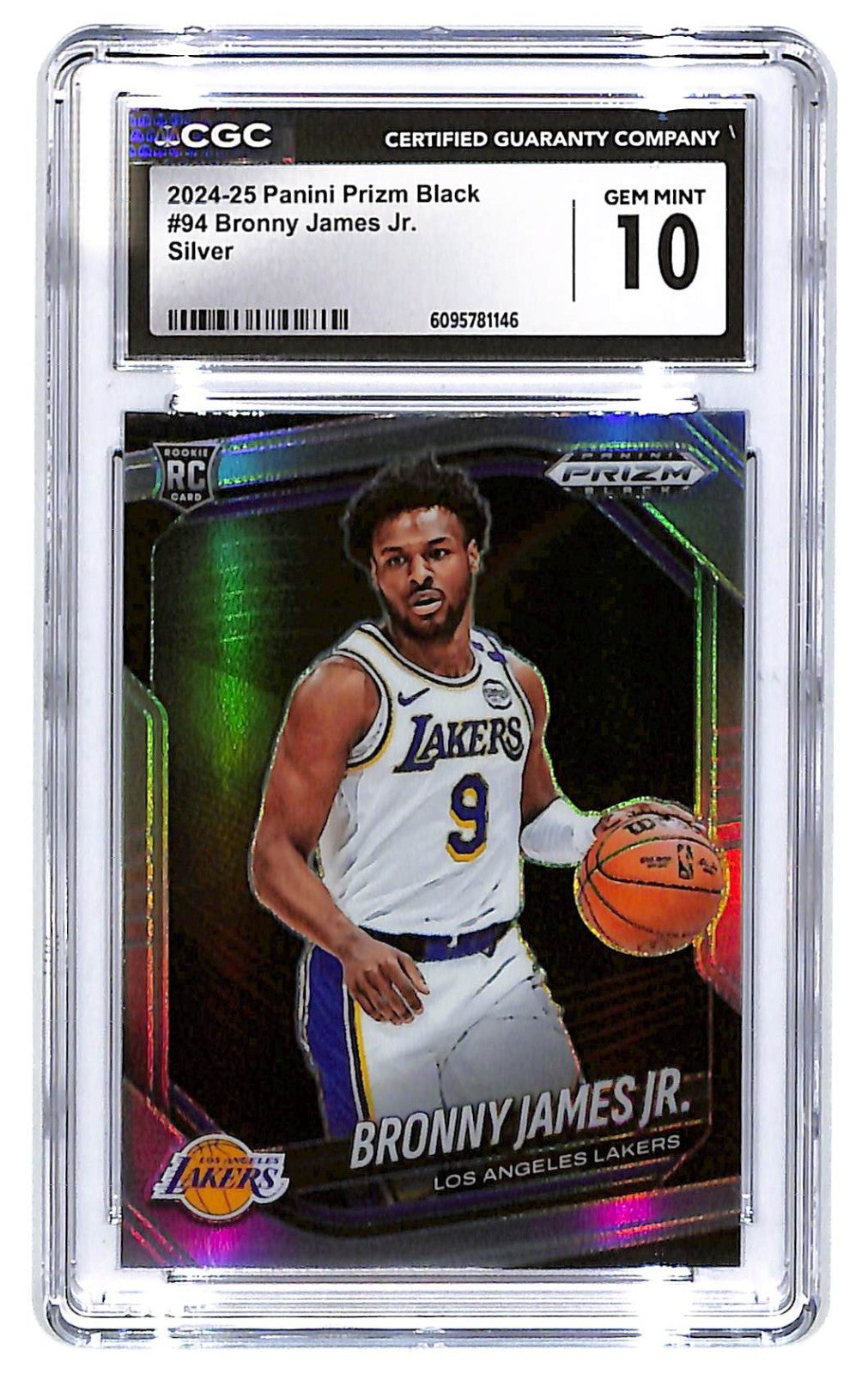 2024-25 Bronny James Panini Prizm Black Silver Prizm- #94 (RC) CGC Gem Mint 10