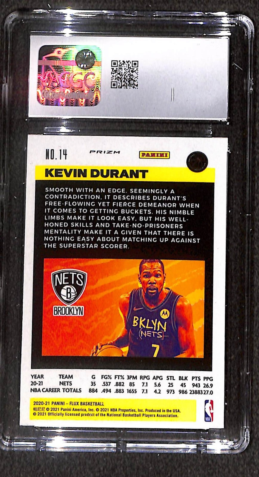 2020-21 Panini Flux Kevin Durant RC #14 Sunrise CGC 10 Gem Mint Brooklyn Nets