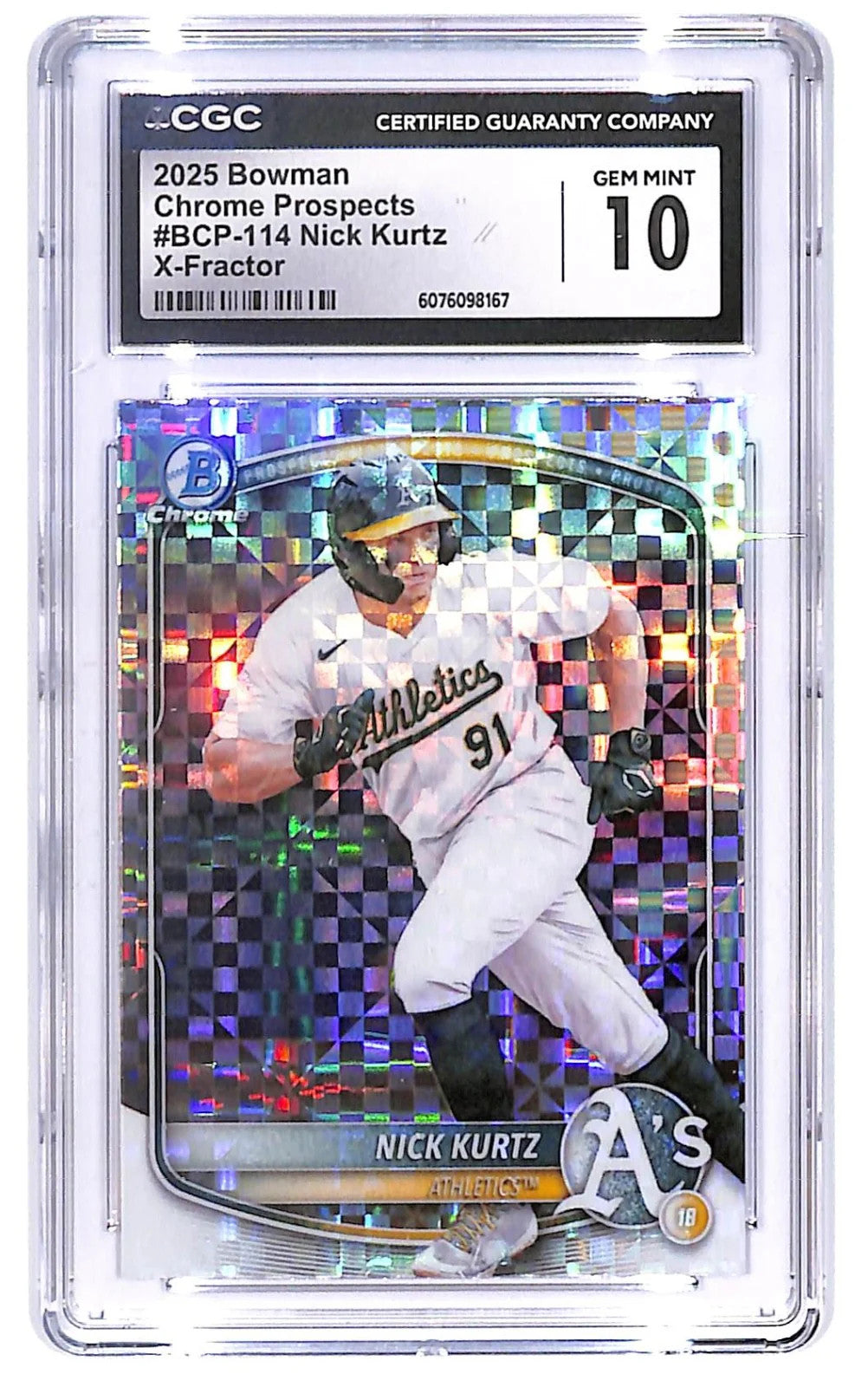 2025 Bowman - Chrome Prospects Nick Kurtz #BCP-114 X-Fractor CGC 10