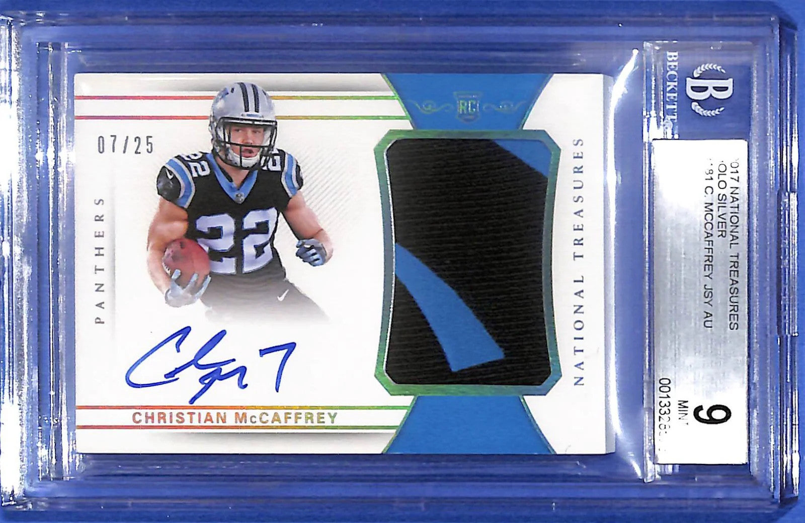 2017 Panini National Treasures Christian McCaffrey #181 R.P.A. #7/25 BCCG 9
