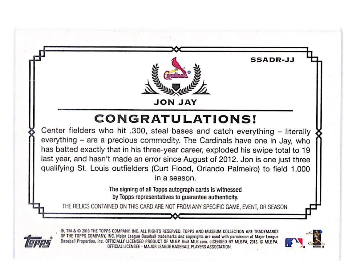 2013 Jon Jay Topps Musuem Collection Signature Swatches - SSADR-JJ #14/99