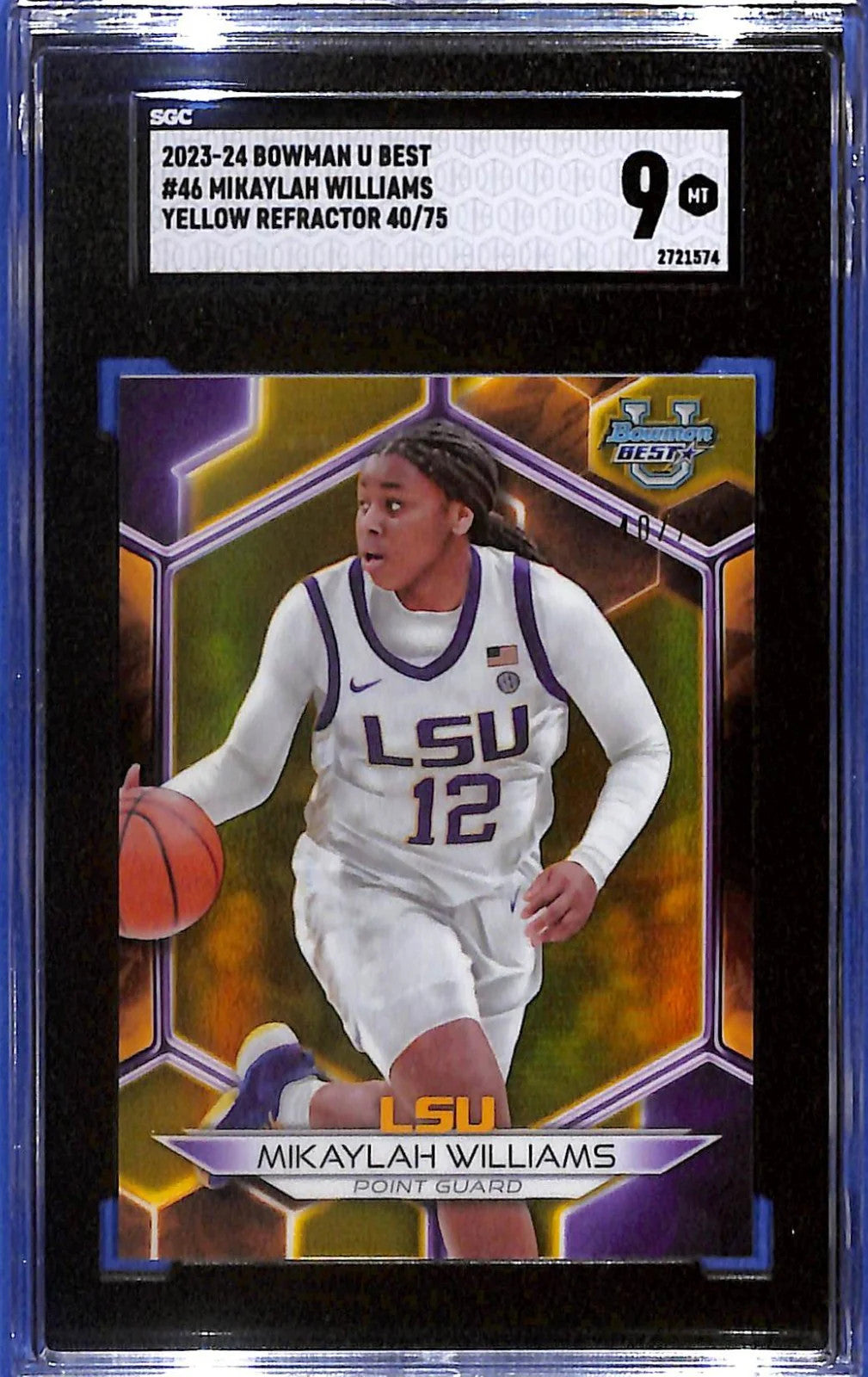 2023 Mikaylah Williams Bowman U Best #46 Yellow Refractor 40/75