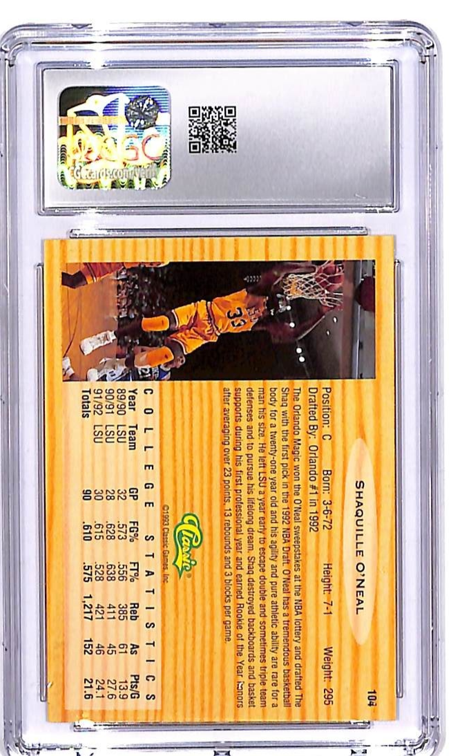 1993 Classic Draft Picks Shaquille O'Neal #104 CGC 9.5 Magic