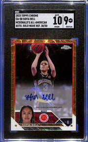 2023 Topps Chrome McD. A.A. Chrome Auto Sofia Bell Auto Gold Wave #/50 SGC 9